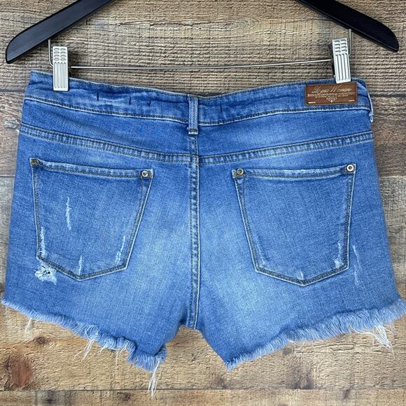 Zara Woman Premium Denim Collection Denim Shorts Distressed Blue Jean Size 6 - Picture 4 of 9